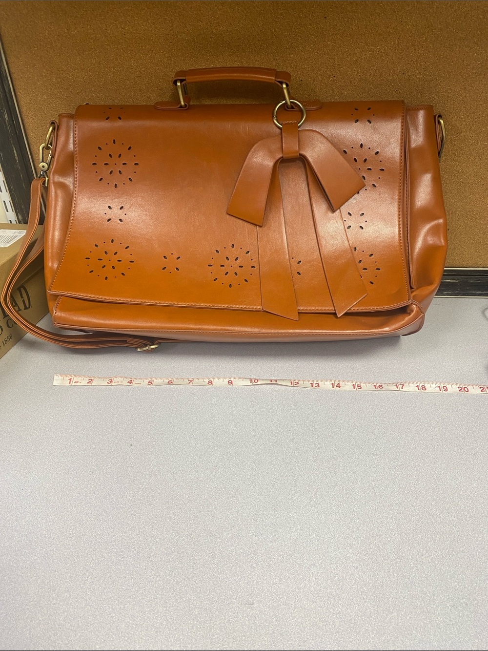 Walasa Stylish Bow-Accent Women's Satchel in Cognac
